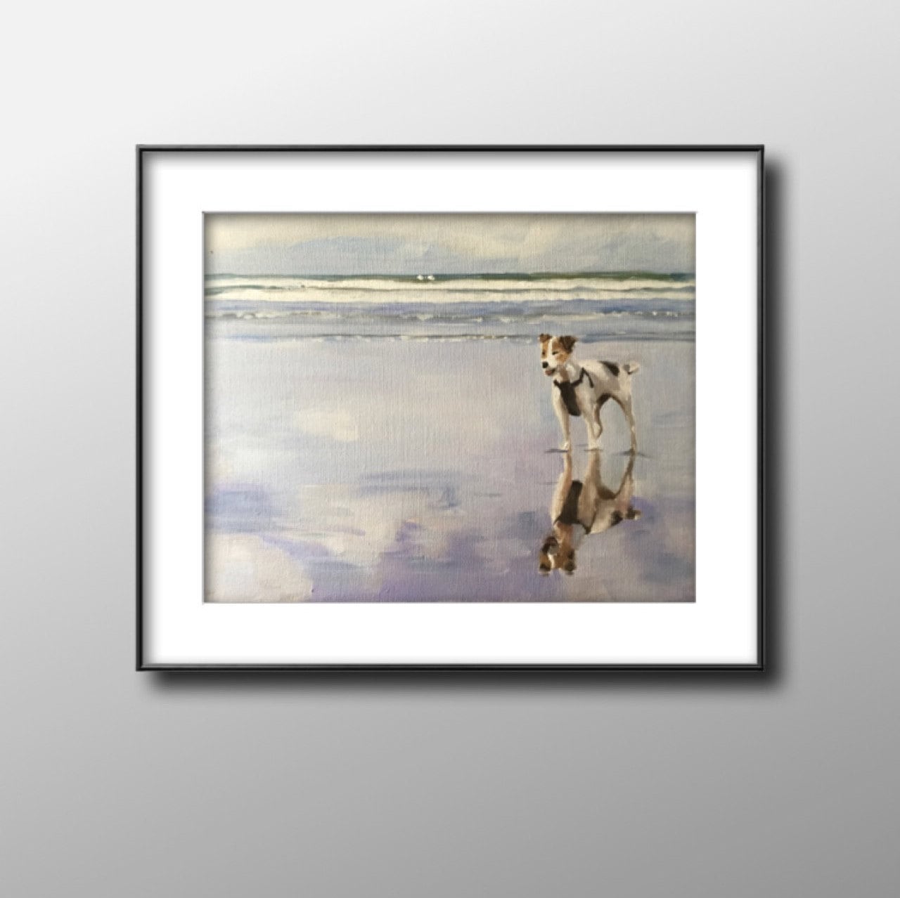 Dog on beach sales painting