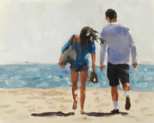 Load image into Gallery viewer, Walk on Beach Love Painting, print, Canvas, Posters, Originals, Commissions - Fine Art - from original oil painting by James Coates
