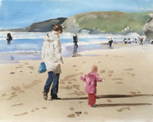 Load image into Gallery viewer, Family Beach Painting, Prints, Posters, Canvas, Originals, Commissions, Fine Art - from original oil painting by James Coates
