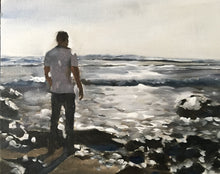 Load image into Gallery viewer, Man on beach Painting, beach Poster, Wall art, Canvas Print, Fine Art - from original oil painting by James Coates
