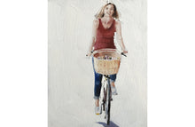 Load image into Gallery viewer, Woman on Bike Painting, Prints, Canvas, Posters, Originals, Commissions,  Fine Art - from original oil painting by James Coates
