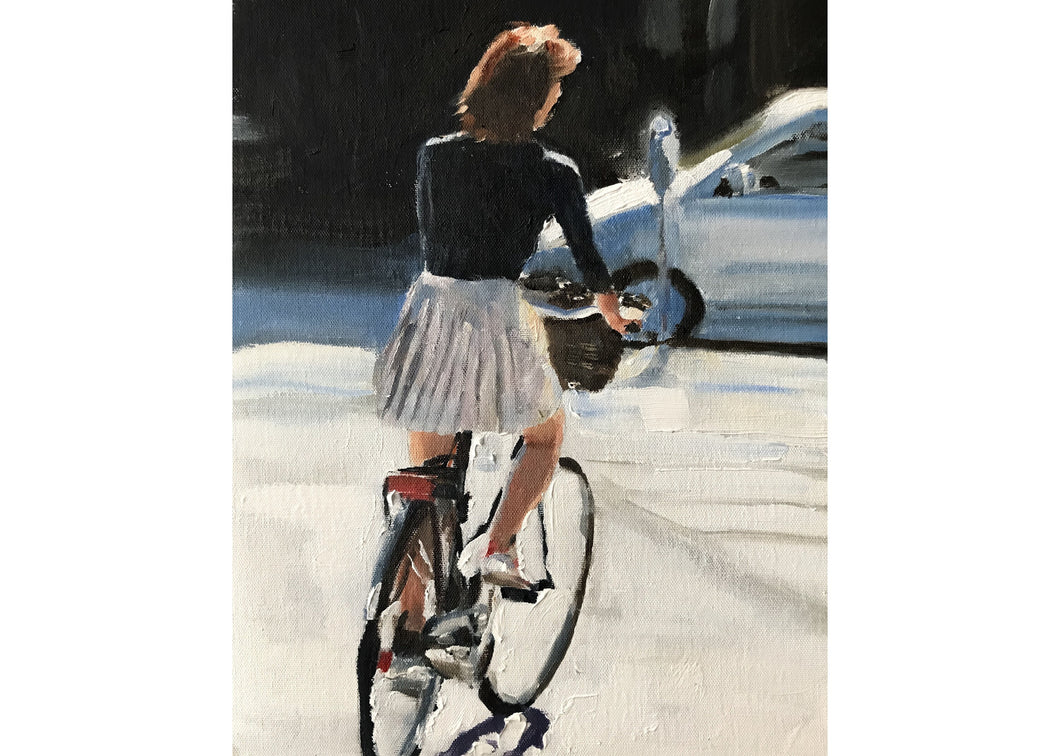 Woman cycling Painting, cycling poster, Wall art, Canvas Print, Fine Art - from original oil painting by James Coates