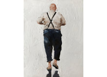 Load image into Gallery viewer, Man in Braces Painting, Prints, Canvas, Posters, Originals, Commissions - Fine Art - from original oil painting by James Coates
