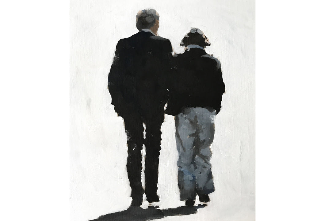 Couple walking together Painting,  Poster, Prints, commissions, Fine Art - from original oil painting by James Coates