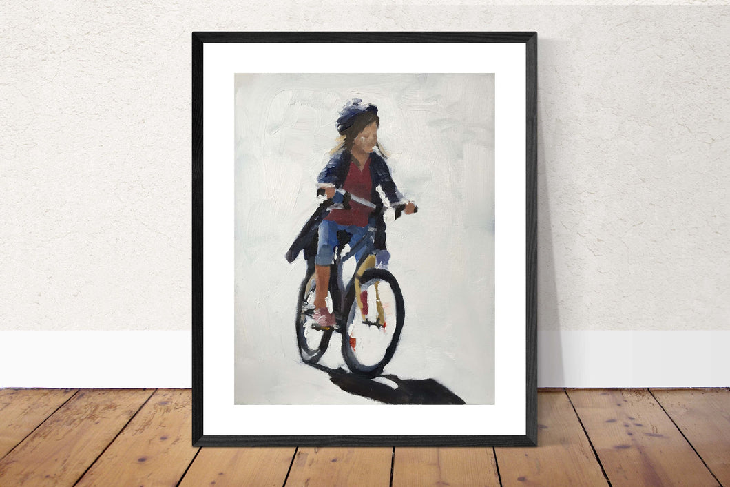 Child Cycling Painting, Prints, Posters, Originals, Commissions, Fine Art - from original oil painting by James Coates