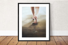 Load image into Gallery viewer, footsteps in the Ocean - Painting Beach art - Beach Prints - Fine Art - from original oil painting by James Coates
