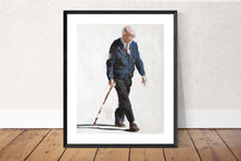 Load image into Gallery viewer, Old man walking Painting, Prints, Canvas, Posters, Originals, Commissions, Fine Art - from original oil painting by James Coates
