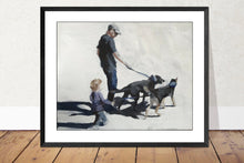 Load image into Gallery viewer, Family dog walk Painting, Prints, Canvas, Posters, Originals, Commissions - Fine Art - from original oil painting by James Coates
