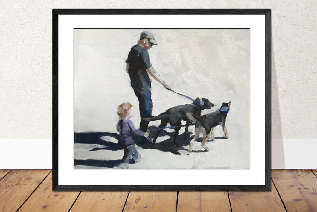 Family dog walk Painting, Prints, Canvas, Posters, Originals, Commissions - Fine Art - from original oil painting by James Coates