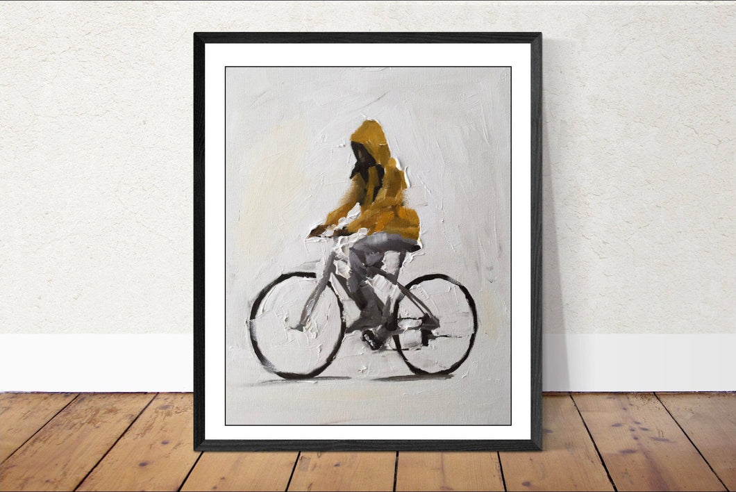 Riding a bike Painting - poster - Wall art - Canvas Print - Fine Art - from original oil painting by James Coates