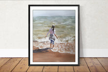Load image into Gallery viewer, Girl on beach Painting, Prints, Posters, Originals, Commissions, Fine Art - from original oil painting by James Coates
