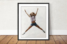 Load image into Gallery viewer, Girl Jumping for Joy, girl  Painting, Wall art, Canvas Print - Fine Art - from original oil painting by James Coates
