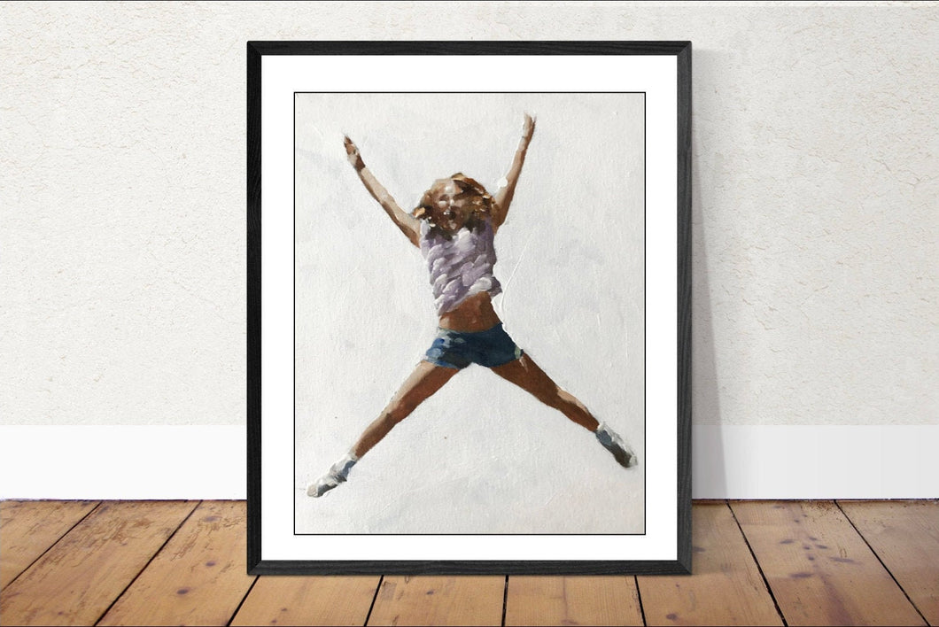 Girl Jumping for Joy, girl  Painting, Wall art, Canvas Print - Fine Art - from original oil painting by James Coates