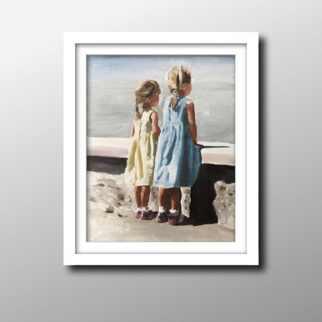 Sisters Painting, Best Friends Art, Siblings Poster, Wall Art, Canvas Print by James Coates